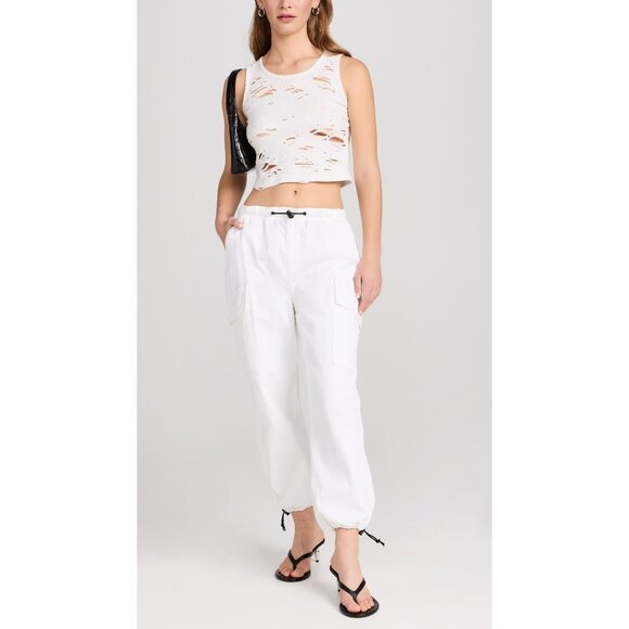 R13 Distressed Tank Top in Ecru Medium New Womens Sleeveless Beater - Picture 11 of 15